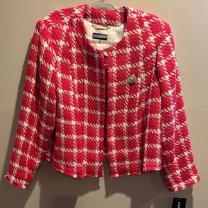 Karl Lagerfeld Vibrant Red and White Checkered Blazer